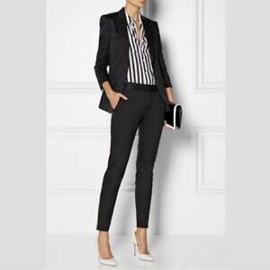 Theory Testra 2B Sevona Stretch Wool Classic Crop Pants Black 10